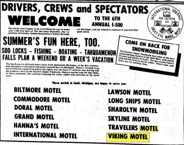 Viking Motel - Feb 1974 Ad